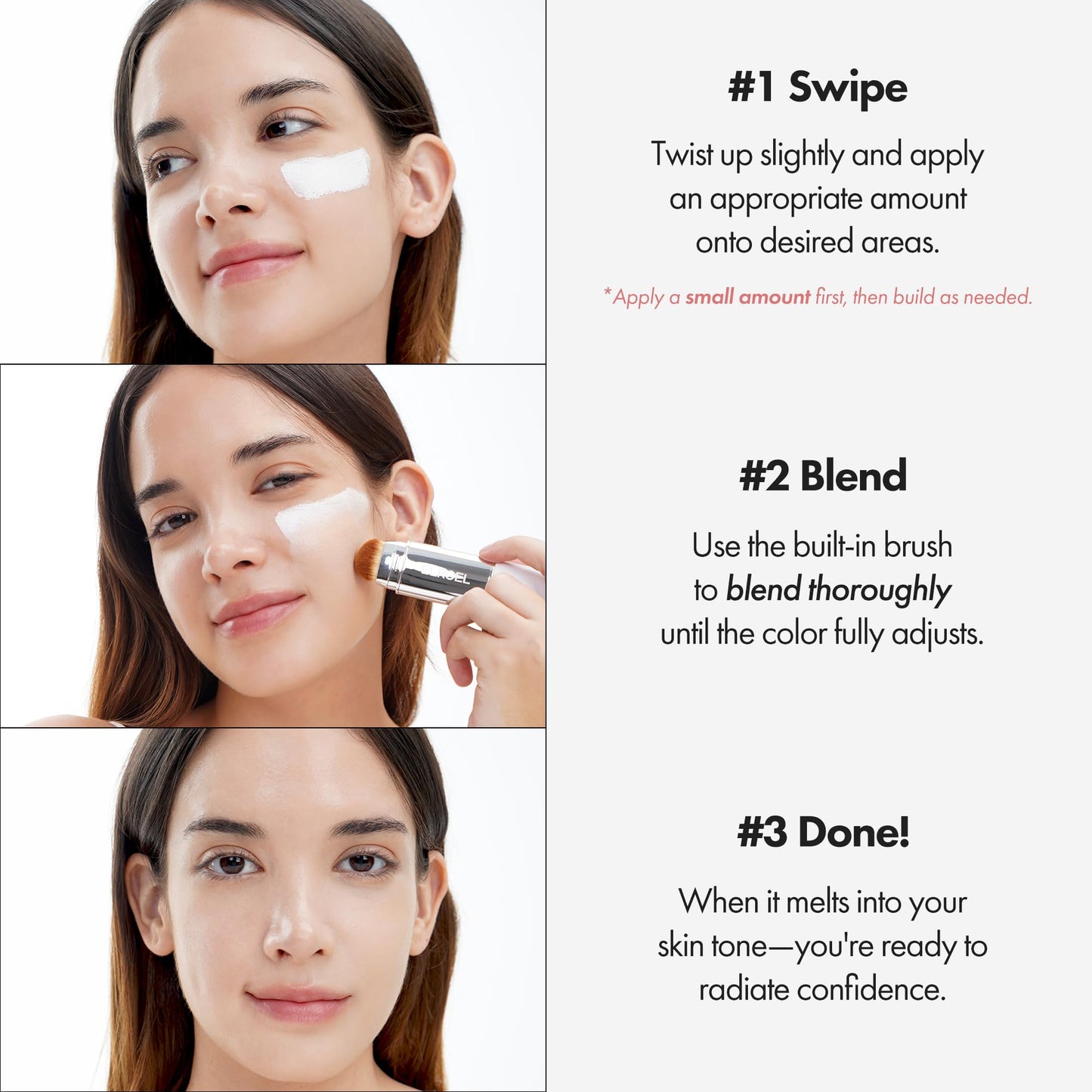 ELROEL Blanc Cover Cream Stick V White - Korean Color-Changing Foundation Stick with Volufiline - Medium to Full Coverage Dewy Finish Base Makeup Beauty and Personal Care ELROEL