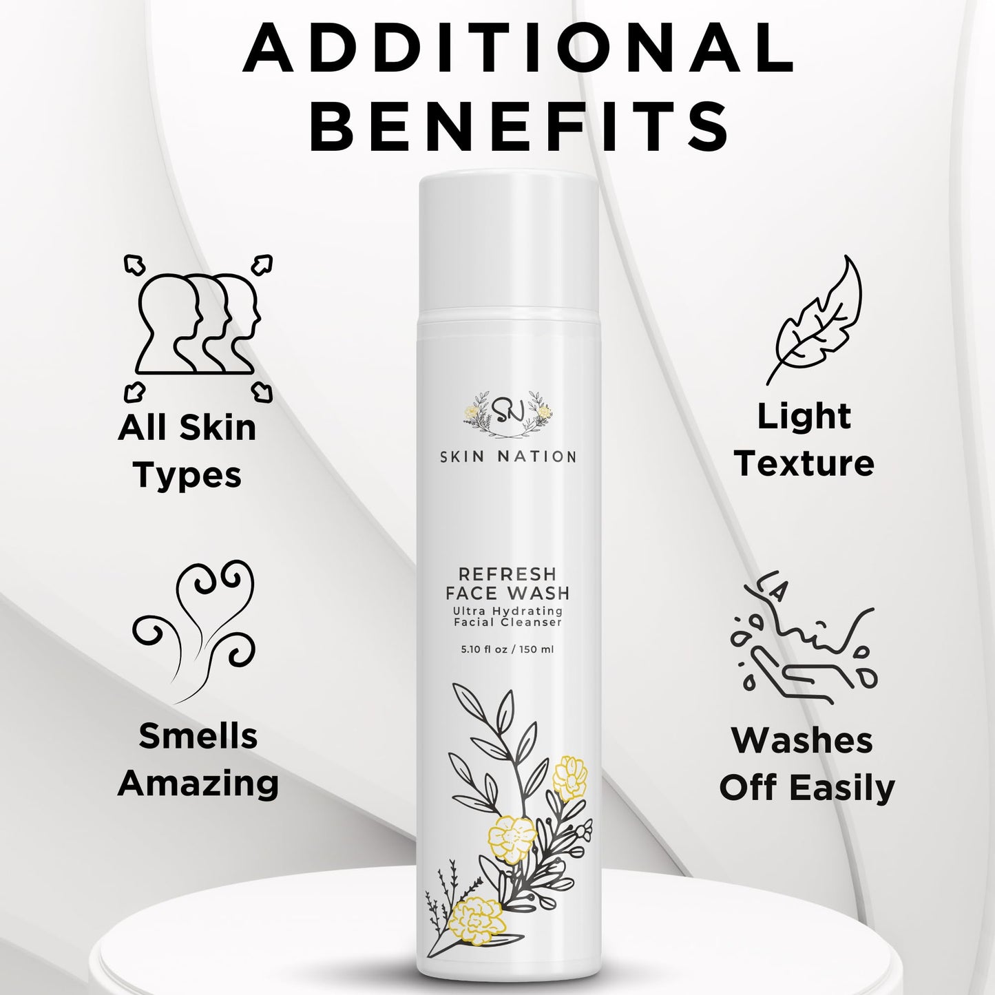 Skin Nation Hydrating Gentle Face Wash with Organic Aloe and Chamomile for Dry, Oily and Sensitive Skin, Paraben Free and Sulfate Free, 5.1 Fl Oz Beauty & Personal Care Skin Nation