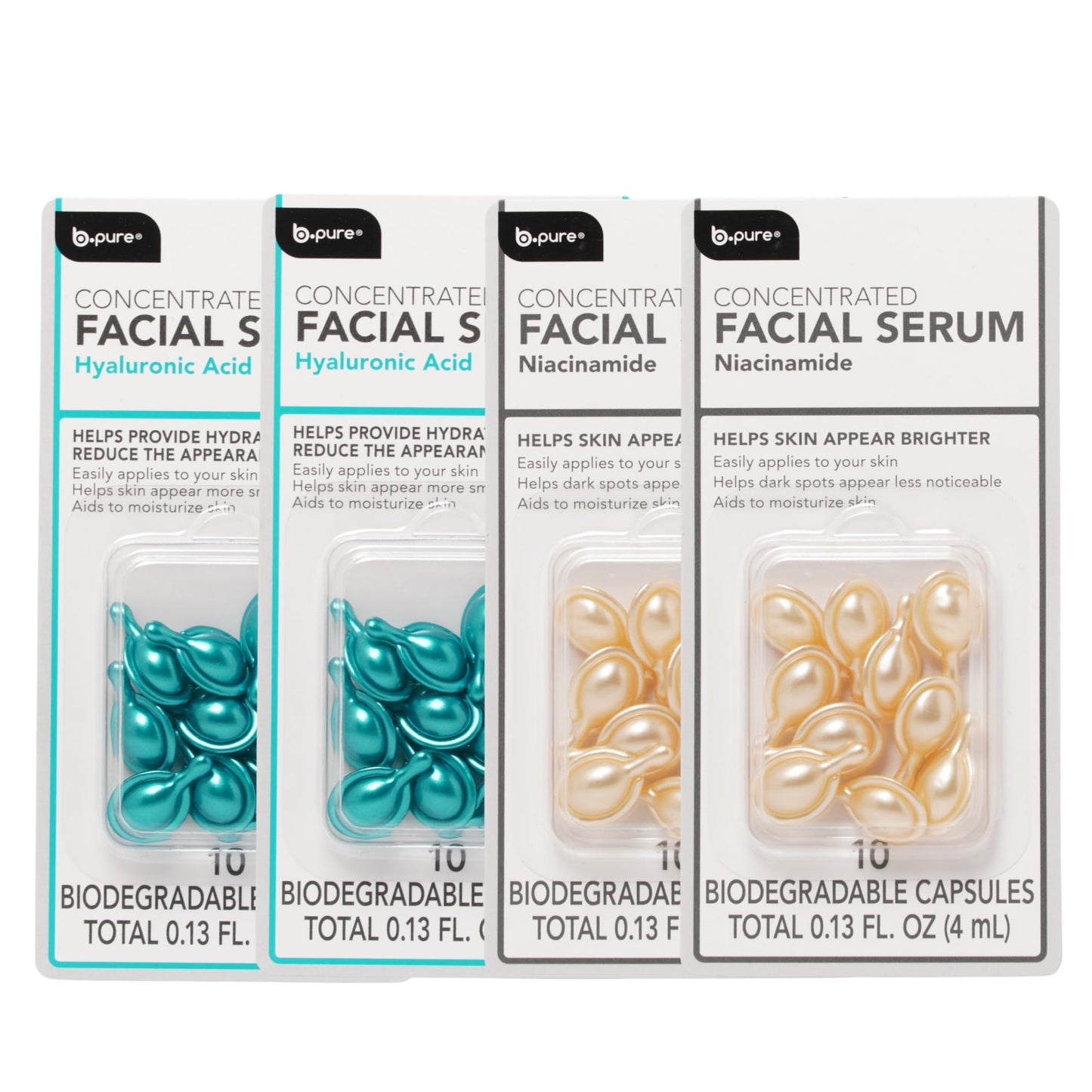 b.pure Hydration, Brightening, and Oil Control Facial Serum Kit | Hyaluronic Acid & Niacinamide Concentrated Capsules | 40-Count Beauty & Personal Care b.pure