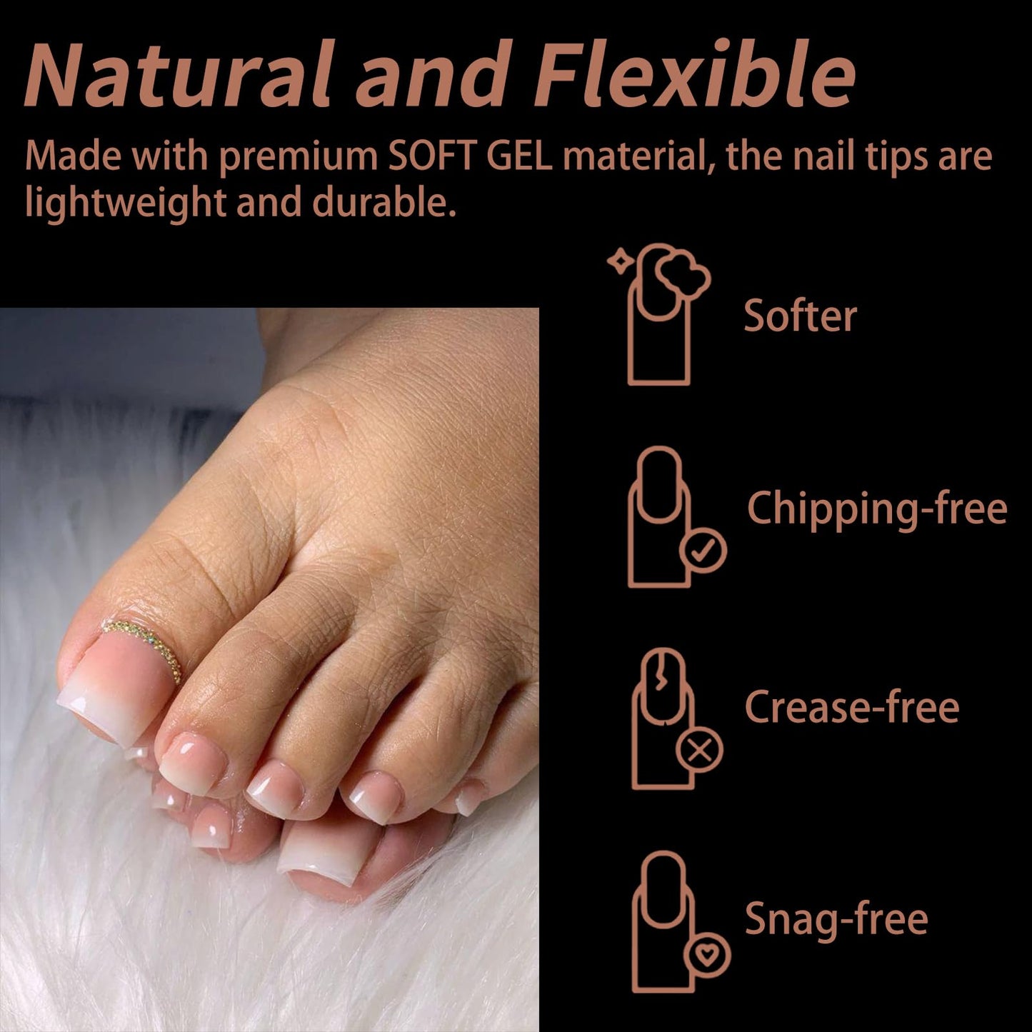 Cycullinyt 550pcs Square Soft Gel Toe Nail Tips, 11 Sizes Square Toenails Full Cover Acrylic Press on False Nail Tips No Trace for Beginners Beauty & Personal Care Cycullinyt