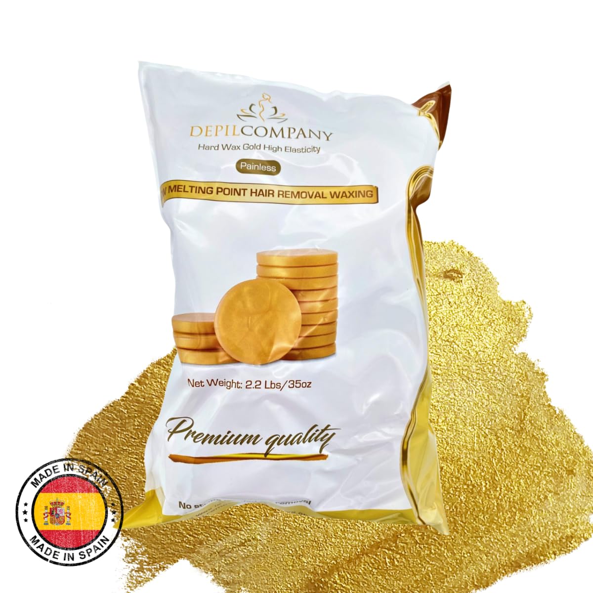 Depilcompany Gold, Natural Hard Hair Removal Wax, Low Melting Point, For Hair Removal Anywhere On The Body, 2.2 Pounds Beauty and Personal Care DEPILCOMPANY