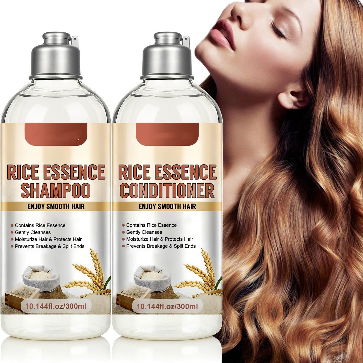 Rice Water Shampoo and Conditioner Set, 20.29oz including Rice Extract, Strengthen and Revitalize Hair, Nourish Damaged Hair, Hydrating and Thickening Beauty & Personal Care SANZHUAN