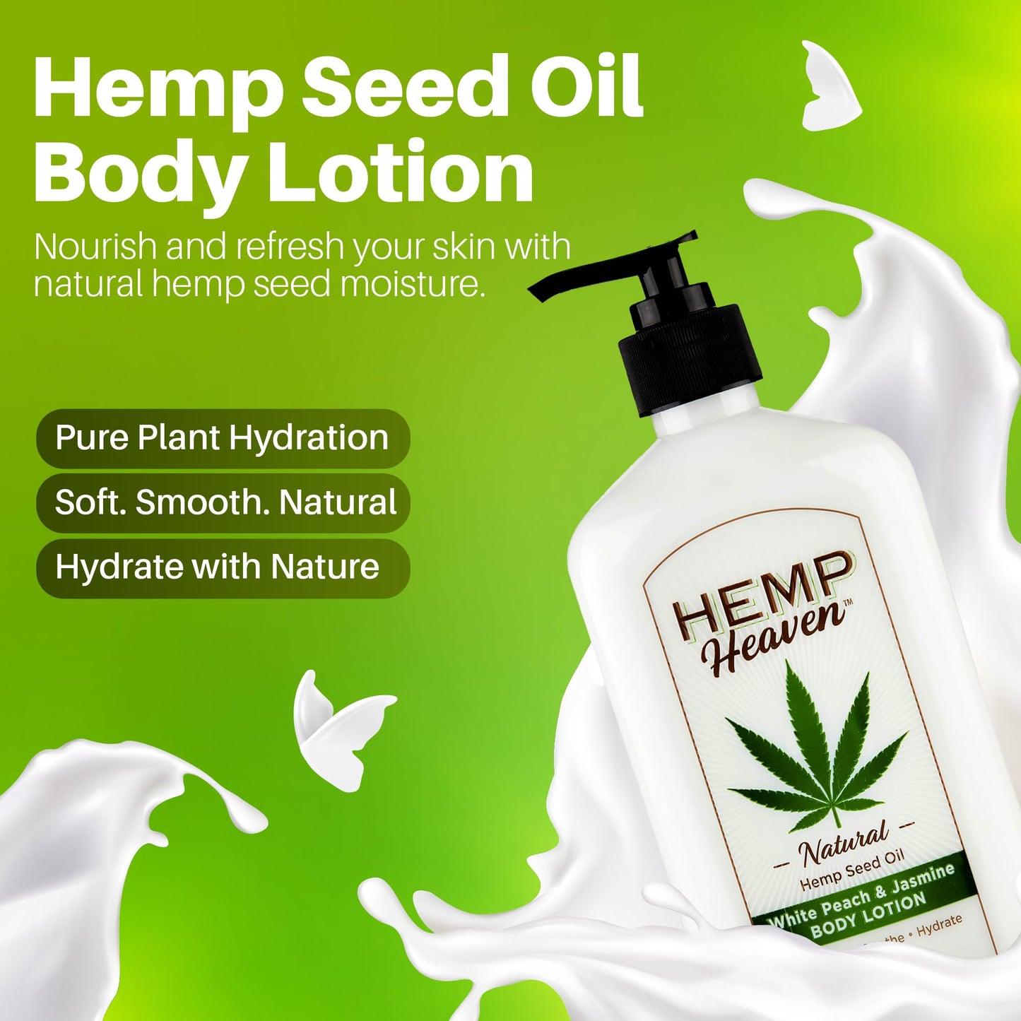 Hemp Heaven Hemp Lotion - Natural Hemp Seed Oil, Paraben-Free, 18 oz, Made in USA, Nourishing for Men & Women, EWG Verified, Anti-Aging (Peach Beauty & Personal Care Hemp Heaven