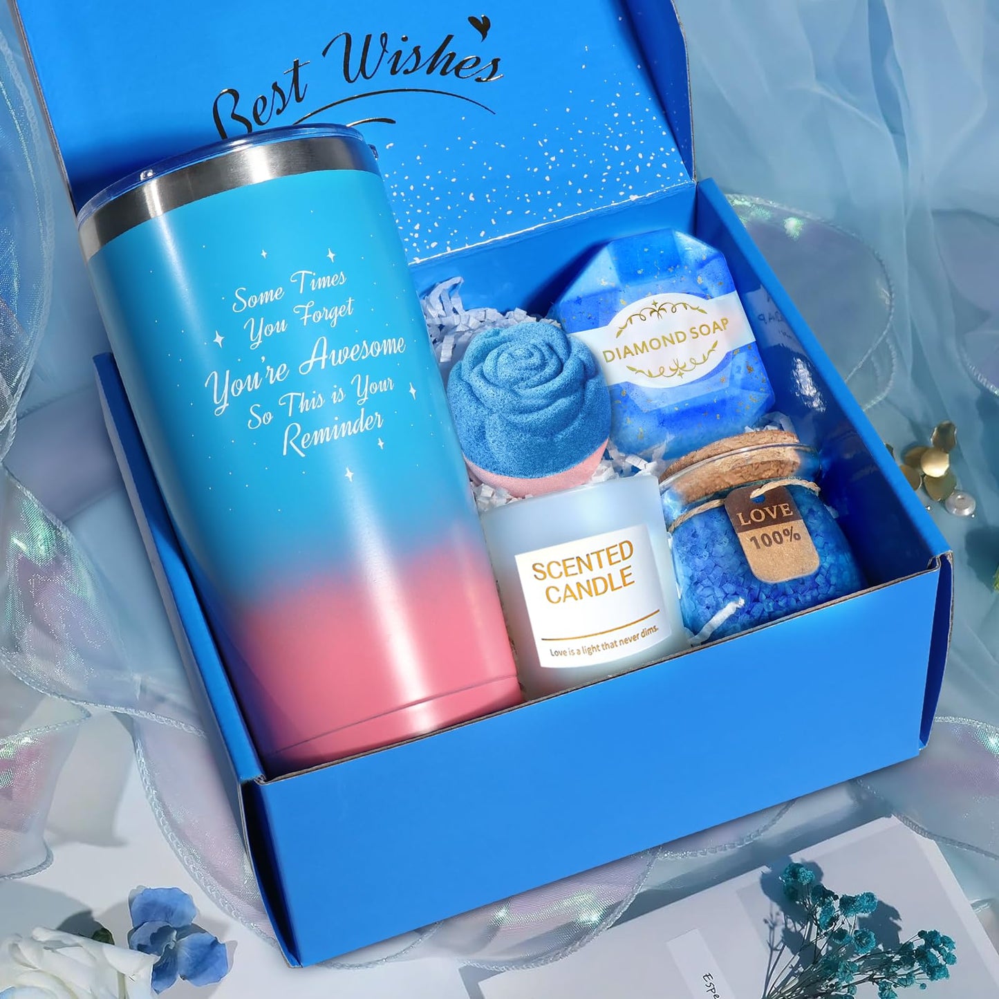 Gifts for Women, Luxury Birthday Gifts for Mom Sister Girlfriend Grandma Bestie Daughter Her, Self Care Relaxing Spa Gift Basket, Care Package Beauty and Personal Care BodyRefresh