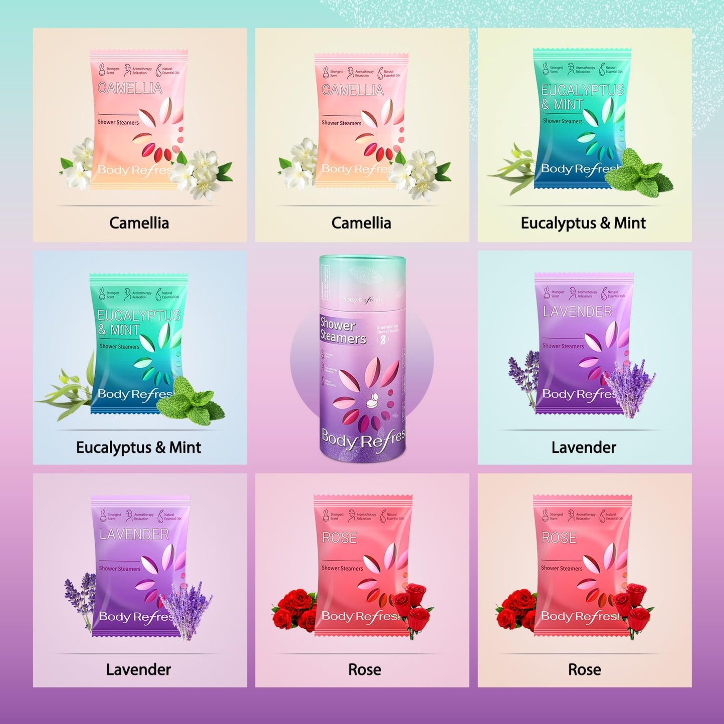 BodyRefresh Shower Steamers Aromatherapy 8 Pack - Birthday Gifts for Women Mom Wifr Sister Girlfriend, Shower Bombs for Stress Relief, Self Care Home Beauty and Personal Care BodyRefresh