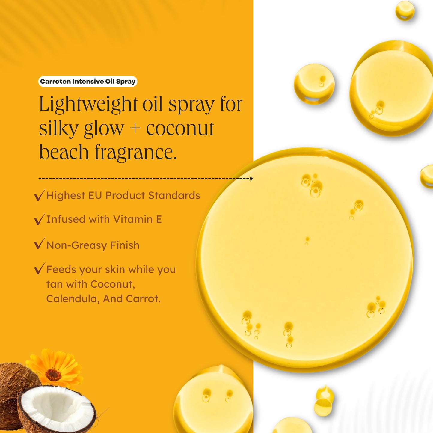 Carroten Intensive Tanning Oil Spray | Browning Oil Tan Accelerator | Vitamin E with Carrot & Coconut Oils | Water-Resistant, Silky Hydration | Beauty and Personal Care Carroten