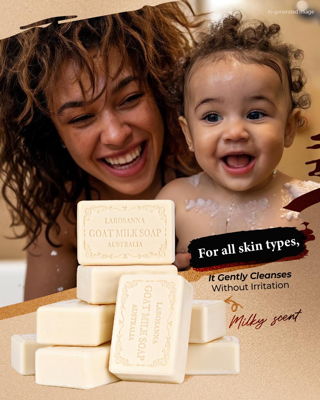 larosanna Australian Goat Milk Soap,Family Pack of 8,Helps Moisturize,Smooth & Cleanse Skin,Triple-milled Natural Soap Bar 6.35 oz with Cocoa Beauty & Personal Care larosanna