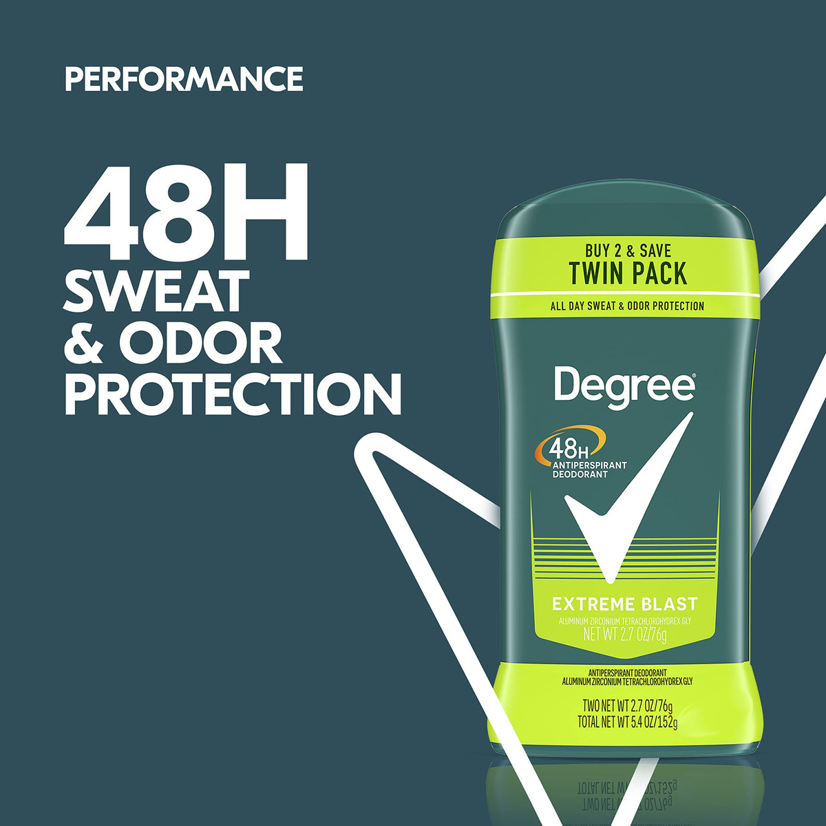 Degree Men Original Protection Antiperspirant Deodorant Extreme Blast Twin Pack 48-Hour Sweat and Odor Protection Antiperspirant For Men 2.7 oz Beauty and Personal Care Degree
