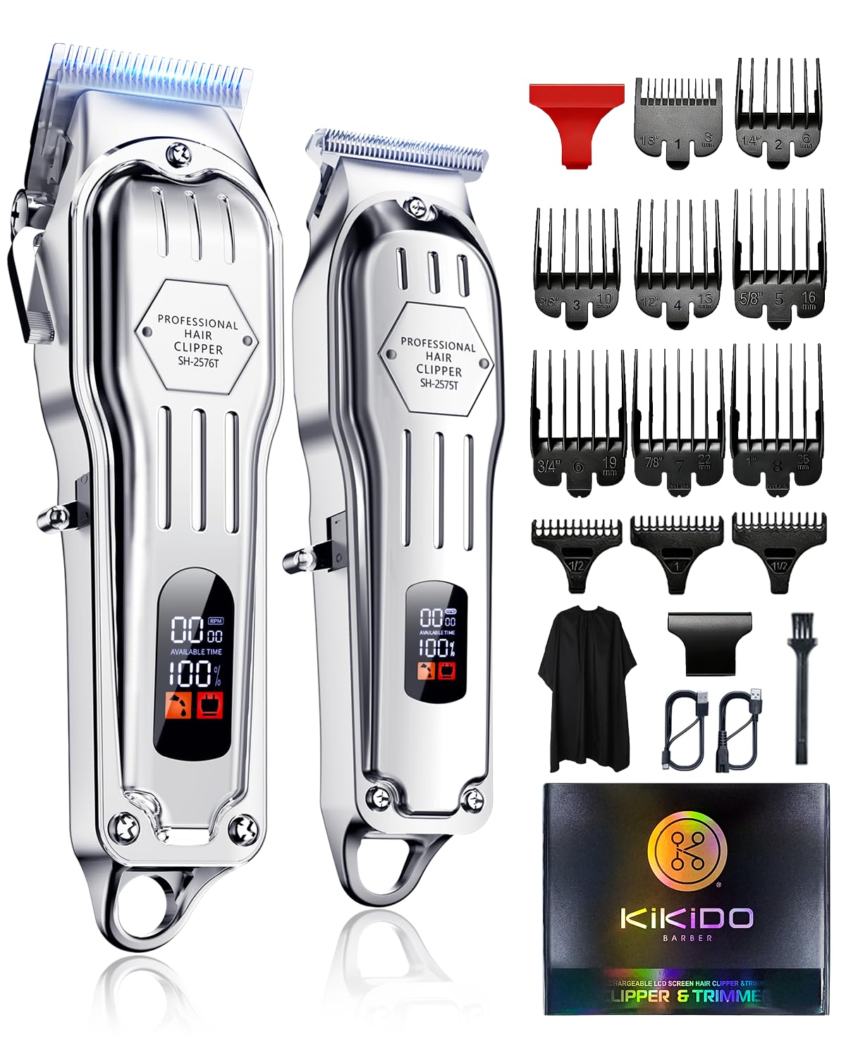 KIKIDO Cordless Hair Clippers for Men Professional Home Hair Cutting Kit