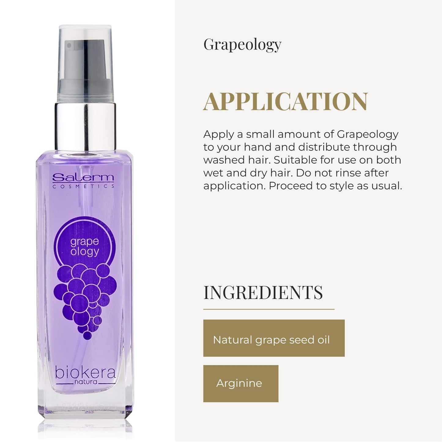 SALERM - Grape Seed Oil - Salerm Grapeology Biokera Natura - 60 ml - Split Ends Repair - Hydrating Serum for Dry and Damaged Hair - Antioxidant Beauty & Personal Care SALERM