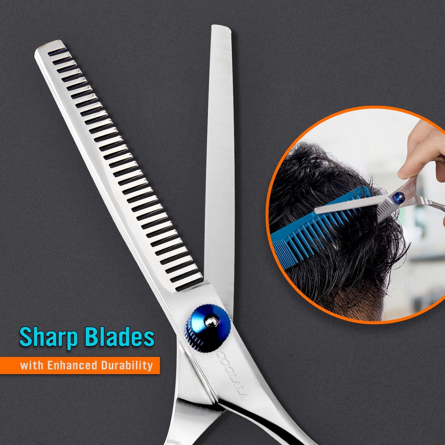 COOLALA Stainless Steel Hair Cutting Scissors Thinning Shears 6.5 Inch Professional Salon Barber Haircut Scissors Family Use for Man Woman Adults Kids Beauty and Personal Care COOLALA
