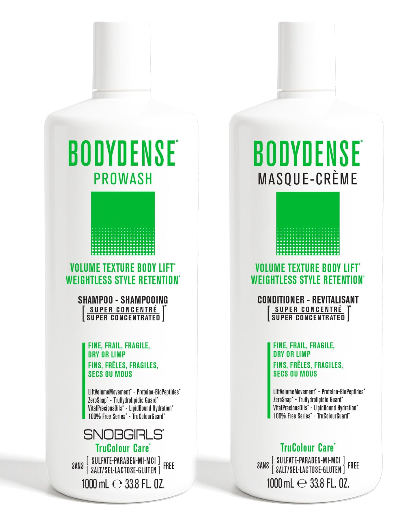 SNOBGIRLS BODYDENSE Plumping, Hydrating Volumizing Shampoo & Conditioner for Fine Hair Volume Texture Body Lift Beauty & Personal Care SNOB GIRLS