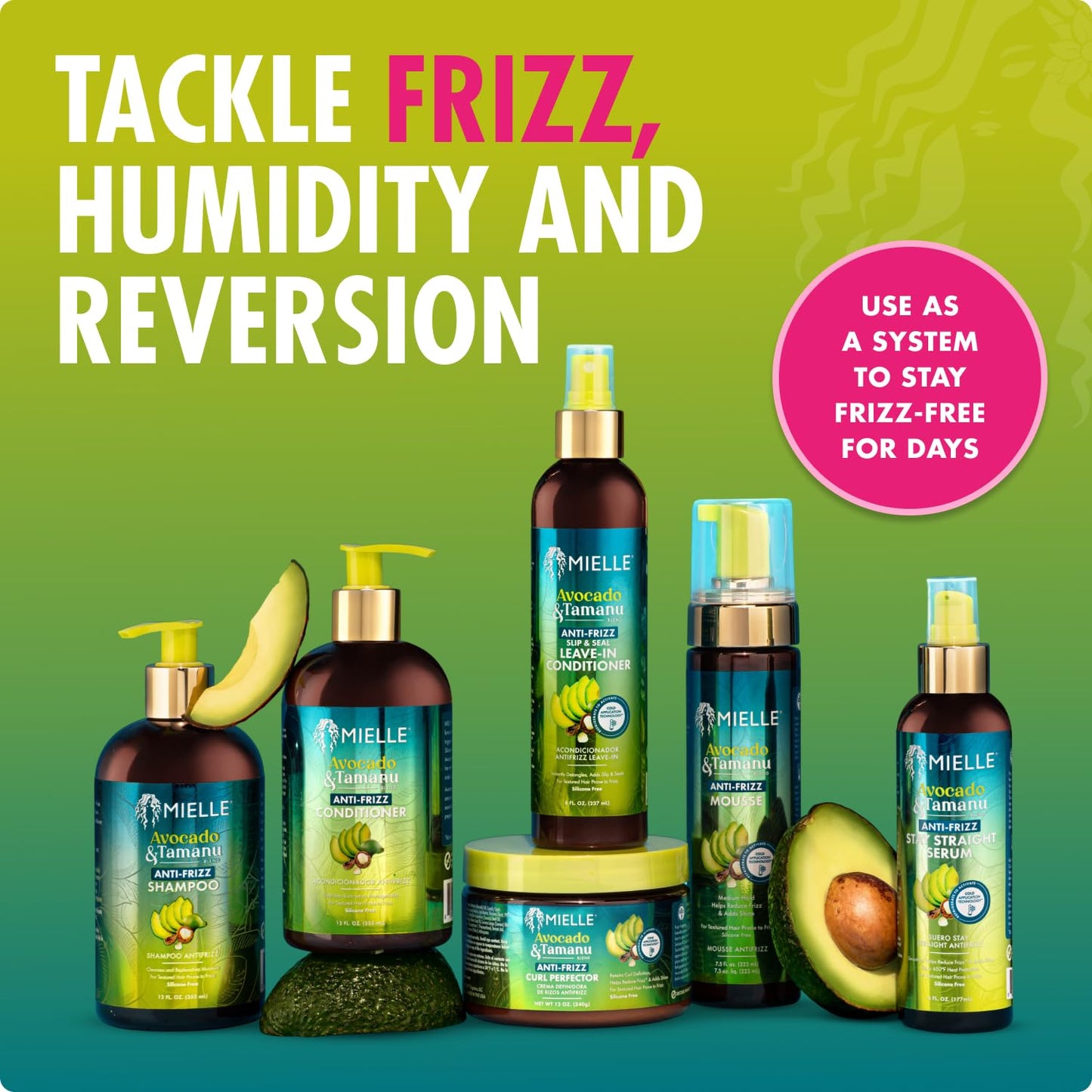 Mielle Organics Avocado & Tamanu Curly Hair Mousse - Anti Frizz Hair Foam for Curly, Wavy, Coily Styles - Medium Hold Styling to Define & Control Beauty & Personal Care Mielle Organics