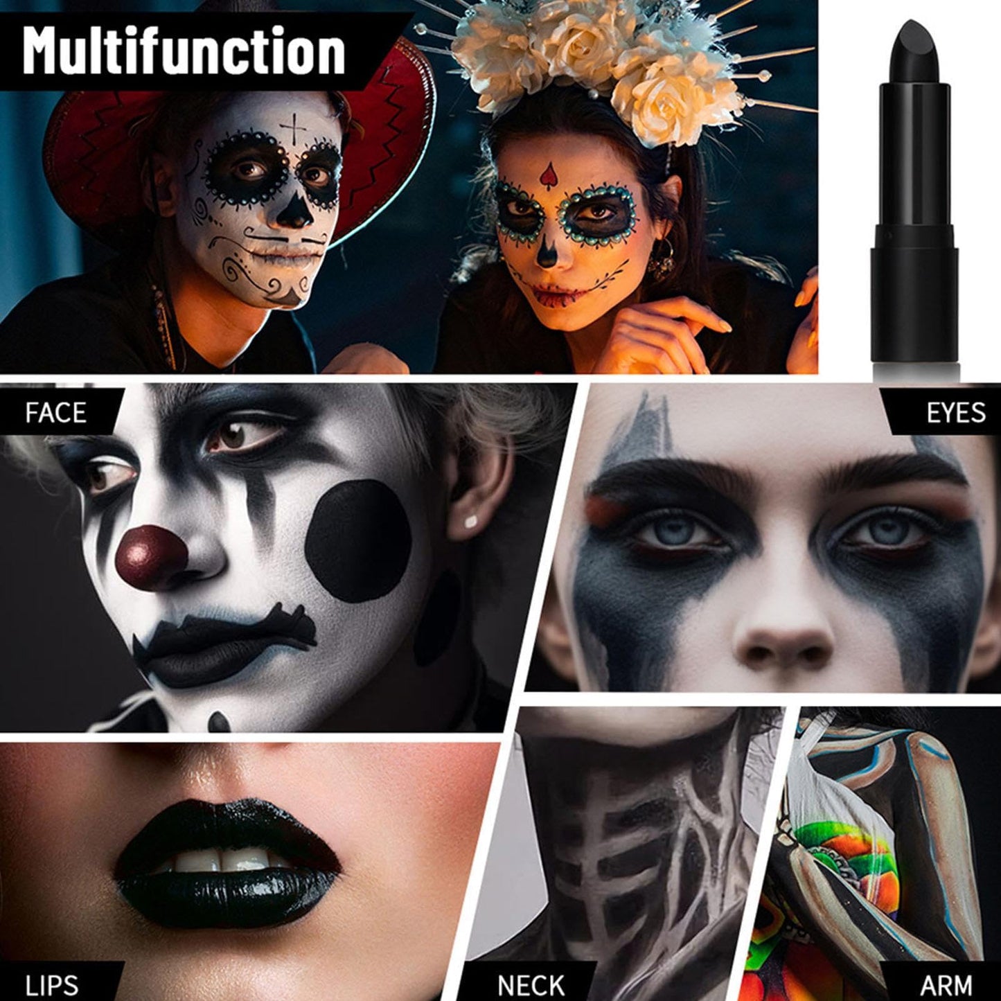 Shakven Black Face Paint Stick | Eye Black Stick, Face Paint, Body Paint, Waterproof, Long-lasting Beauty & Personal Care Shakven