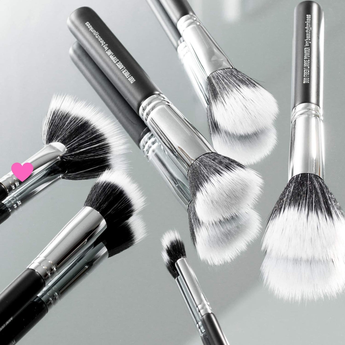 Fan Highlighter Makeup Brush - Beauty Junkees Duo Fiber Face Make Up Brushes, Cheekbone Define Highlighting with Powder, Cream, Mineral, Liquid Beauty & Personal Care Beauty Junkees