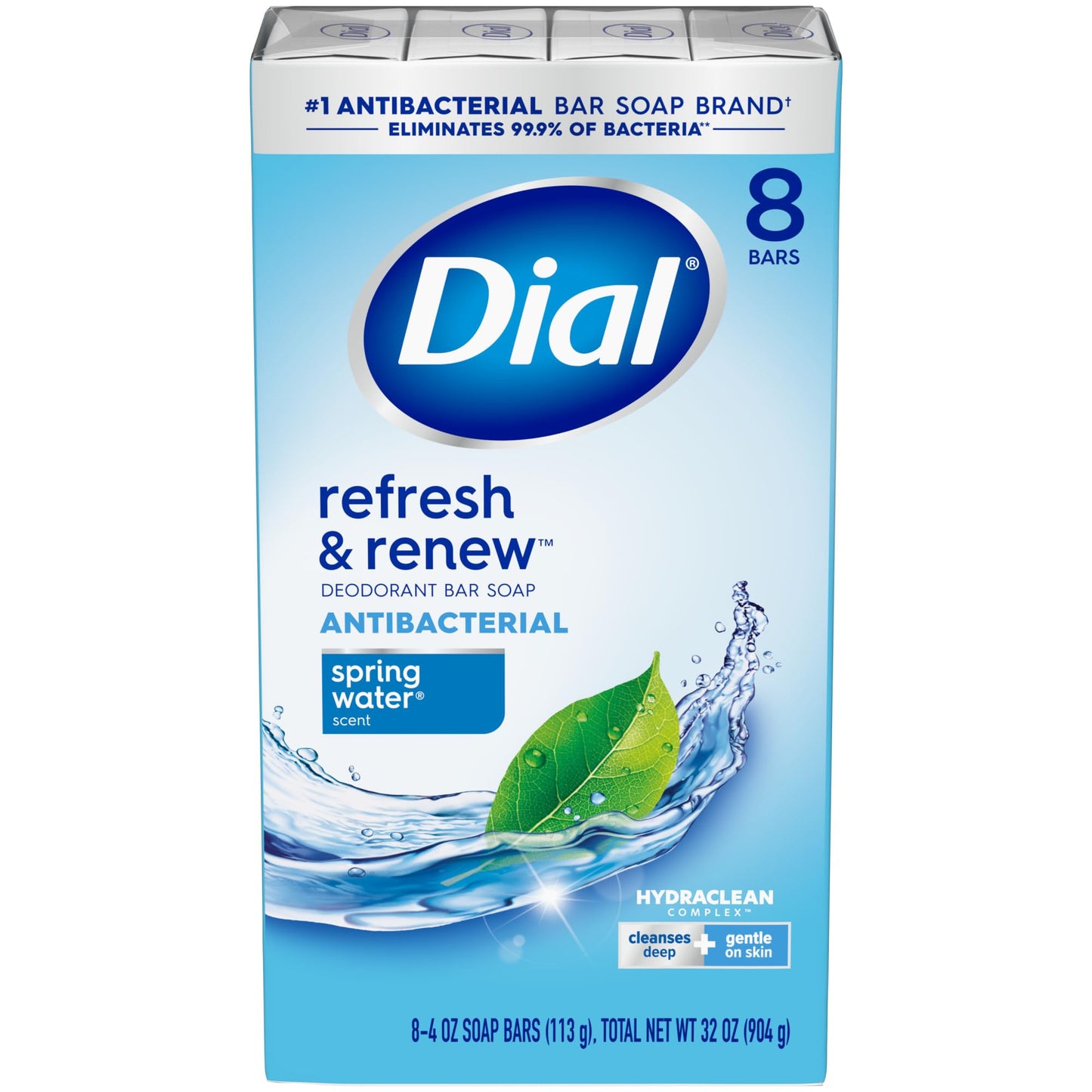 Dial Antibacterial Bar Soap, Refresh & Renew, Spring Water, 4 Oz, 8 Bars Beauty & Personal Care Dial