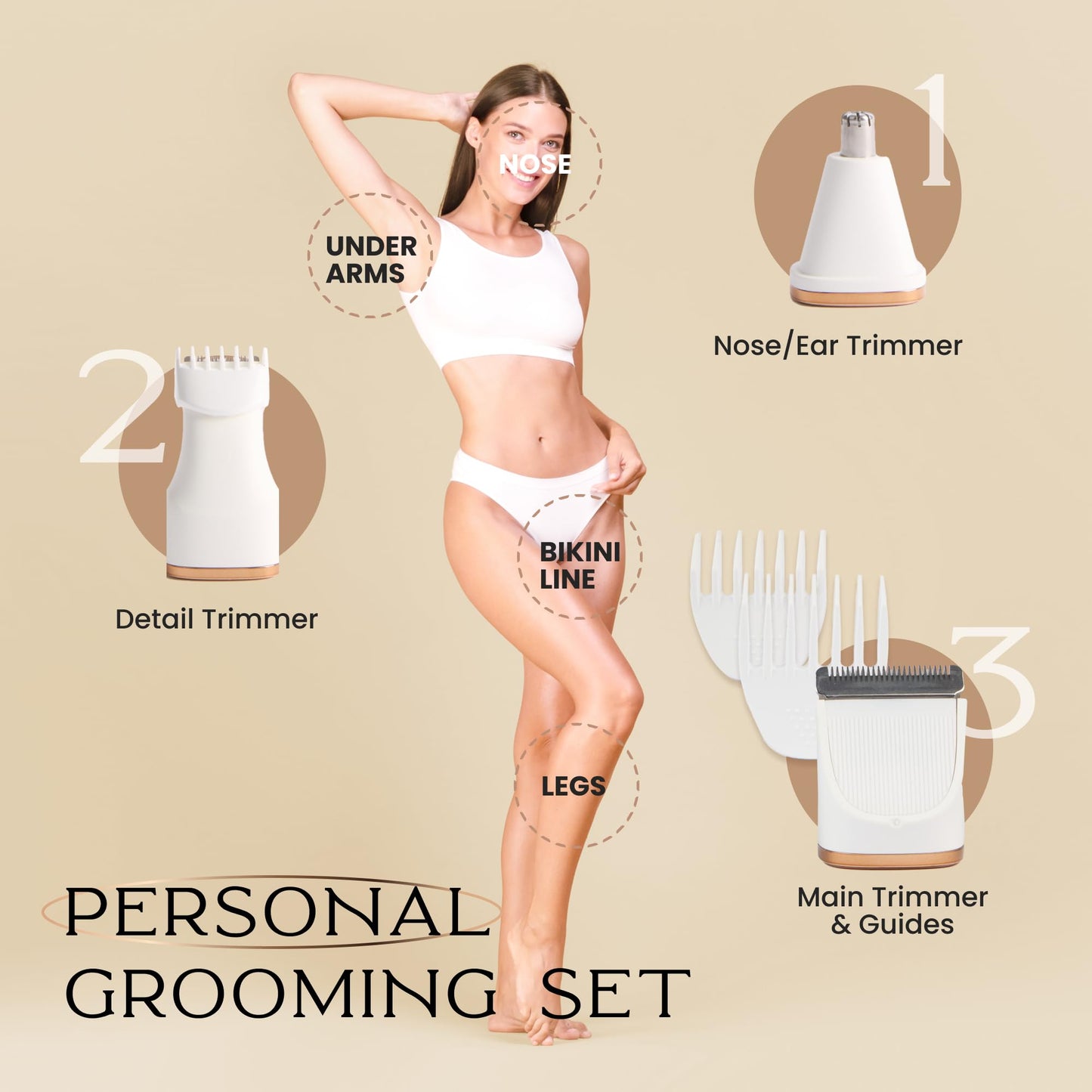 Bella Ciao Bikini Trimmer for Women, 10 Piece Electric Razor and Body Hair Trimmer Set with Ceramic Blade, Pubic Hair Trimmer, Nose and Ear Hair Beauty and Personal Care Bella Ciao