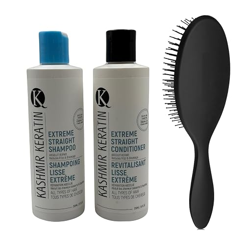Bundle 3 Items: Extreme Straight Keratin Shampoo 8 oz, Extreme Straight Keratin Conditioner 8oz and Paddle Brush, Frizz Free & Control, Sulfate Free Beauty & Personal Care Belle of Hope Mara Ray