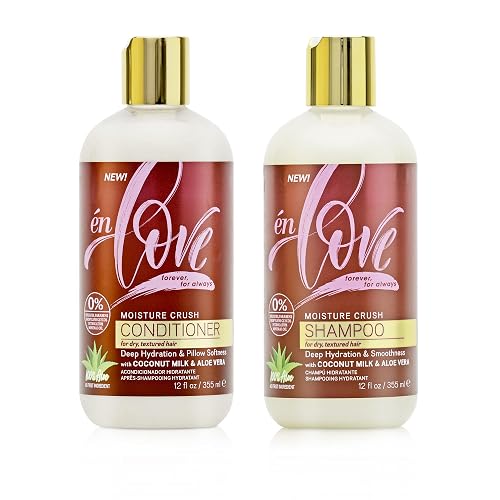 én Love Moisture Crush Shampoo & Conditioner with Coconut Milk & Aloe Vera for Deep Hydration, Smoothness, & Shine - Paraben, Mineral Oil, Petrolatum Beauty & Personal Care én Love