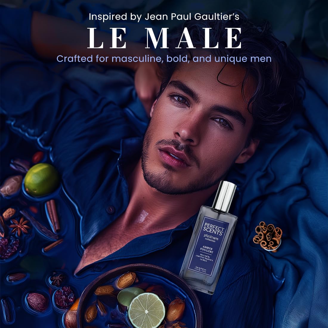 Perfect Scents Fragrances | Inspired by Jean Paul Gaultier’s Le Male | Platinum Collection | Amber Fougere | Men’s Eau de Parfum | Vegan, Paraben Beauty & Personal Care Instyle Fragrances