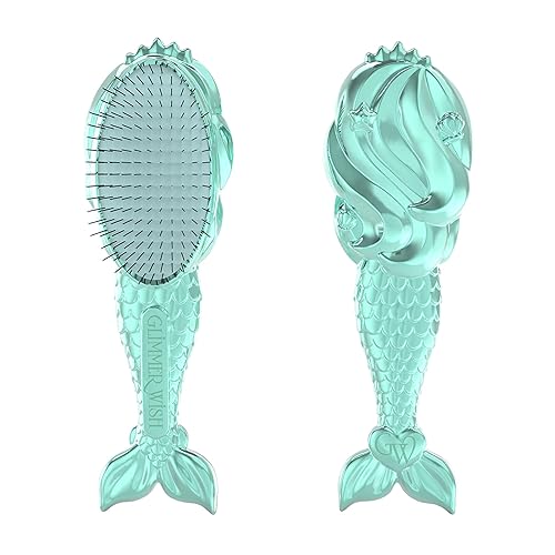 Glimmer Wish Mermaid Detangling Hair Brush for Kids - Anti Frizz and Anti Static - Soft and Long Bristles to Detangle With Ease - Gentle on Hair Kids Beauty & Personal Care Glimmer Wish