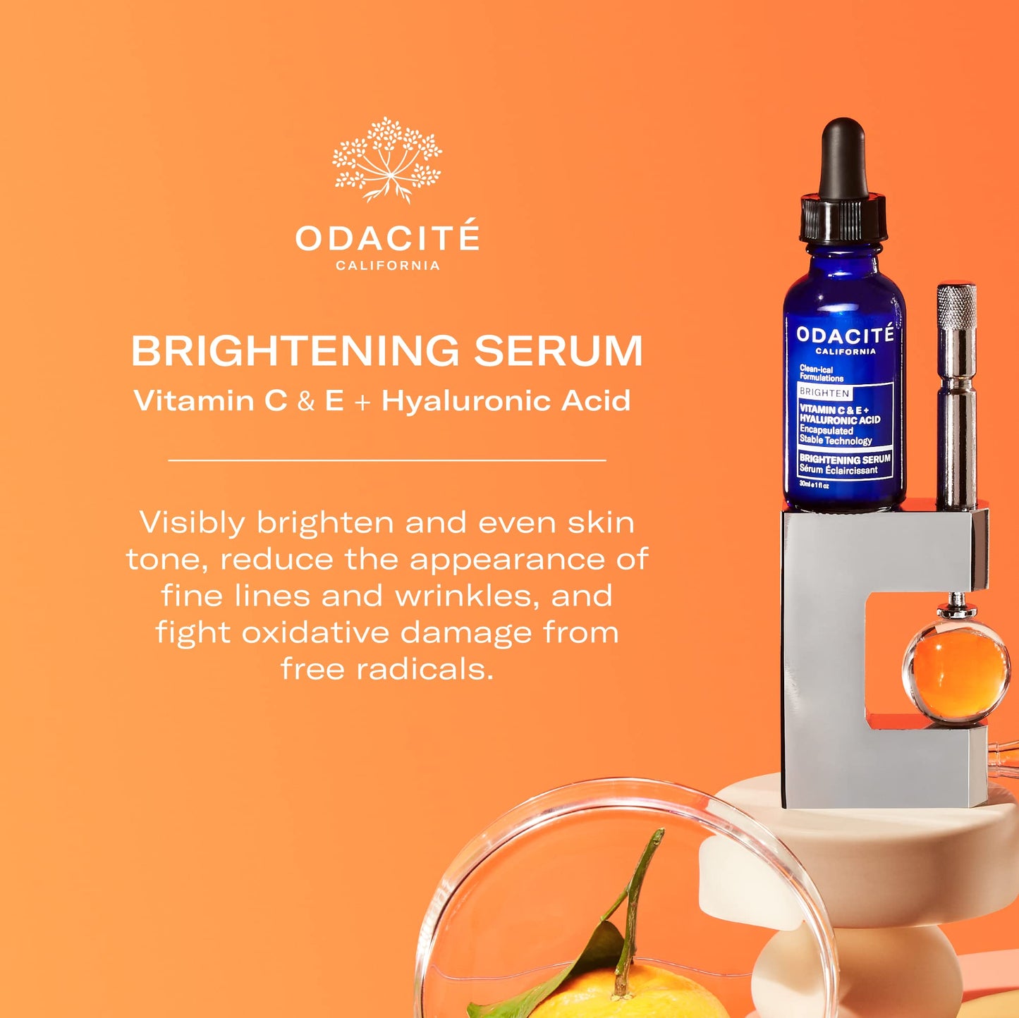 Odacite Brightening Vitamin C & Hyaluronic Facial Serum - Anti-Aging Facial Serum Targets Loss of Firmness & Dark Spots - Squalane, Vitamin E & Neroli Beauty & Personal Care ODACITE