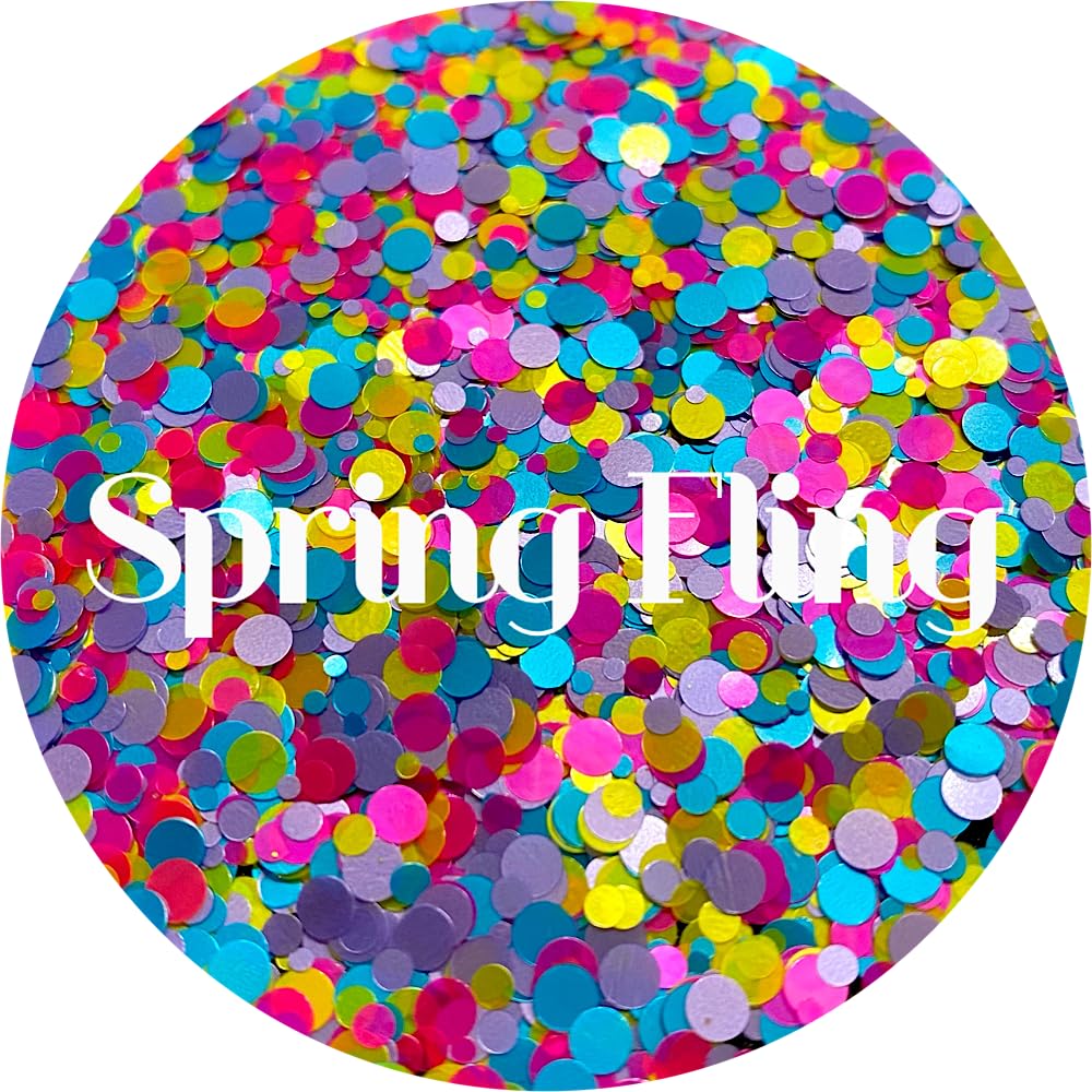 Pink Blue Yellow Dots Polyester Glitter | Craft Glitter | Glitter for Arts & Crafts | Tumblers | Cosmetics | Nails | Epoxy Resin Art | Slime | DIY | Beauty & Personal Care Glitter Heart Co.