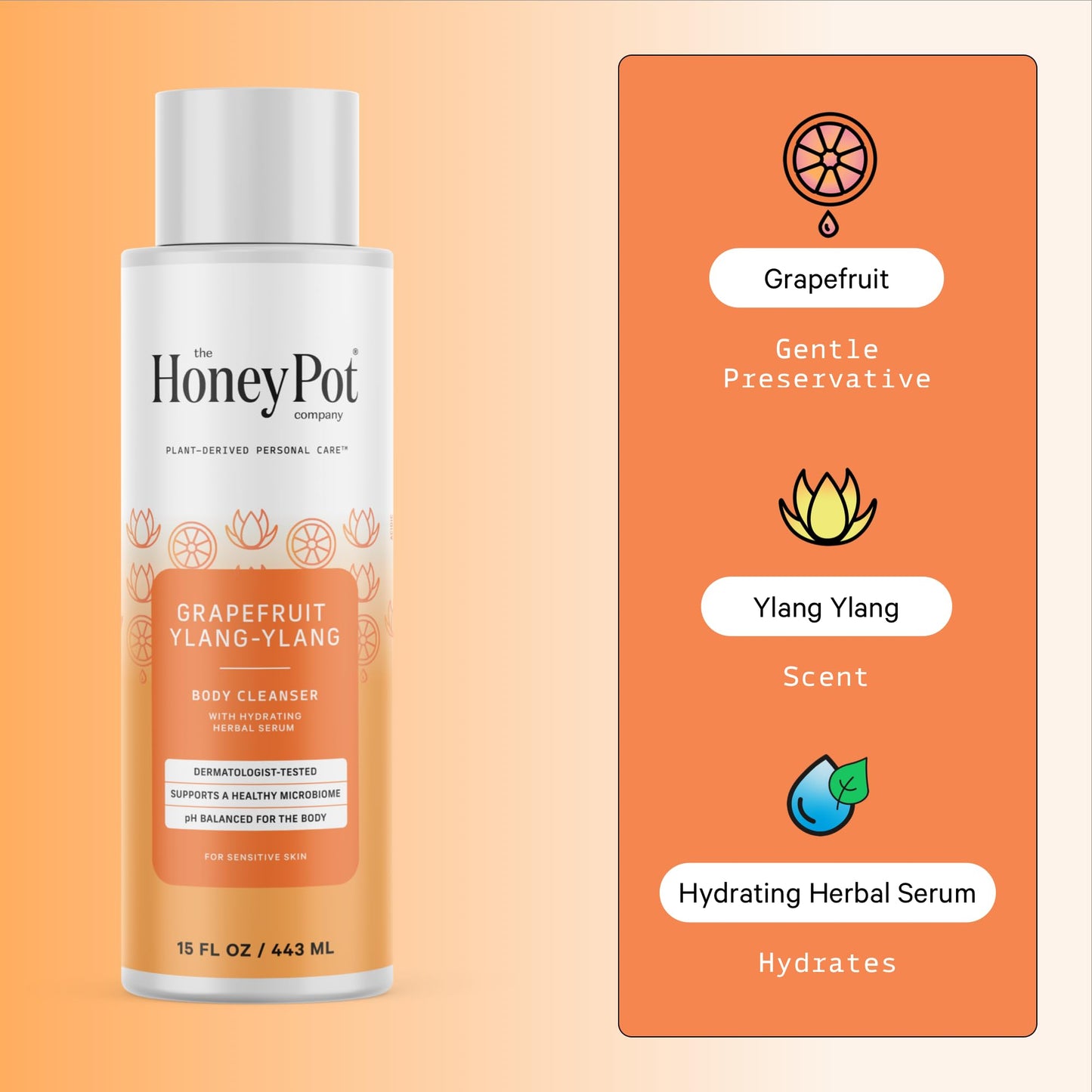 The Honey Pot Company - Body Wash for Women - Grapefruit Ylang Ylang Hydrating Body Cleanser - Moisturize & Cleanse Skin - Free of Parabens & Sulfates Beauty & Personal Care The Honey Pot Company