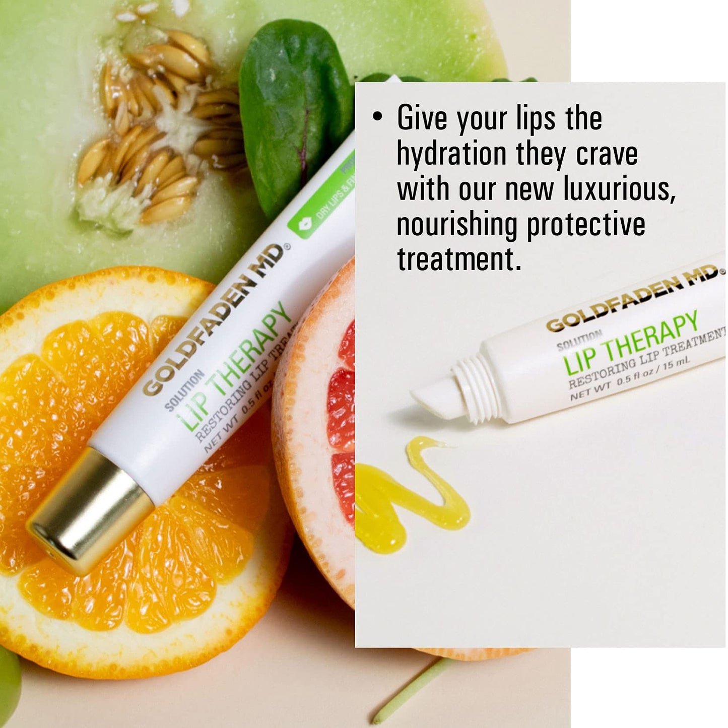 Goldfaden MD Lip Therapy - Restoring Lip Treatment - w/Peptides, Hyaluronic Acid, Fruit Berry Wax, Borage Oil, Rose Hip Oil & Vitamin E - Nourishes Beauty and Personal Care GOLDFADEN MD
