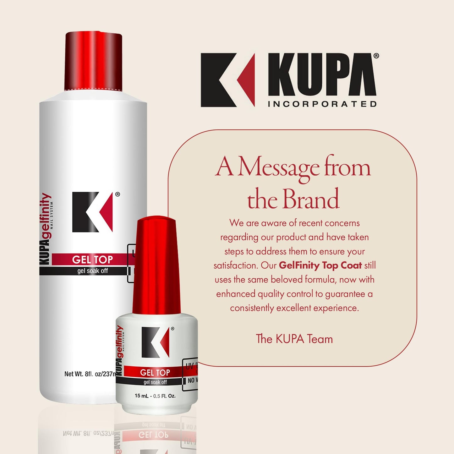KUPA GelFinity - Soak Off Gel - Top Coat Glossy Finish (No-Wipe) 0.5 Fl Oz Beauty & Personal Care KUPA