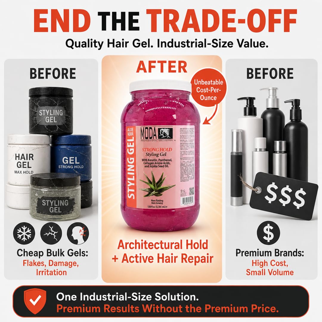 MODA Hair Styling Gel & Restorative Treatment - Alcohol-Free, Sulfate-Free, Paraben-Free | All-Day Hold for All Hair Types | Salon & Family Use | Beauty & Personal Care MODA
