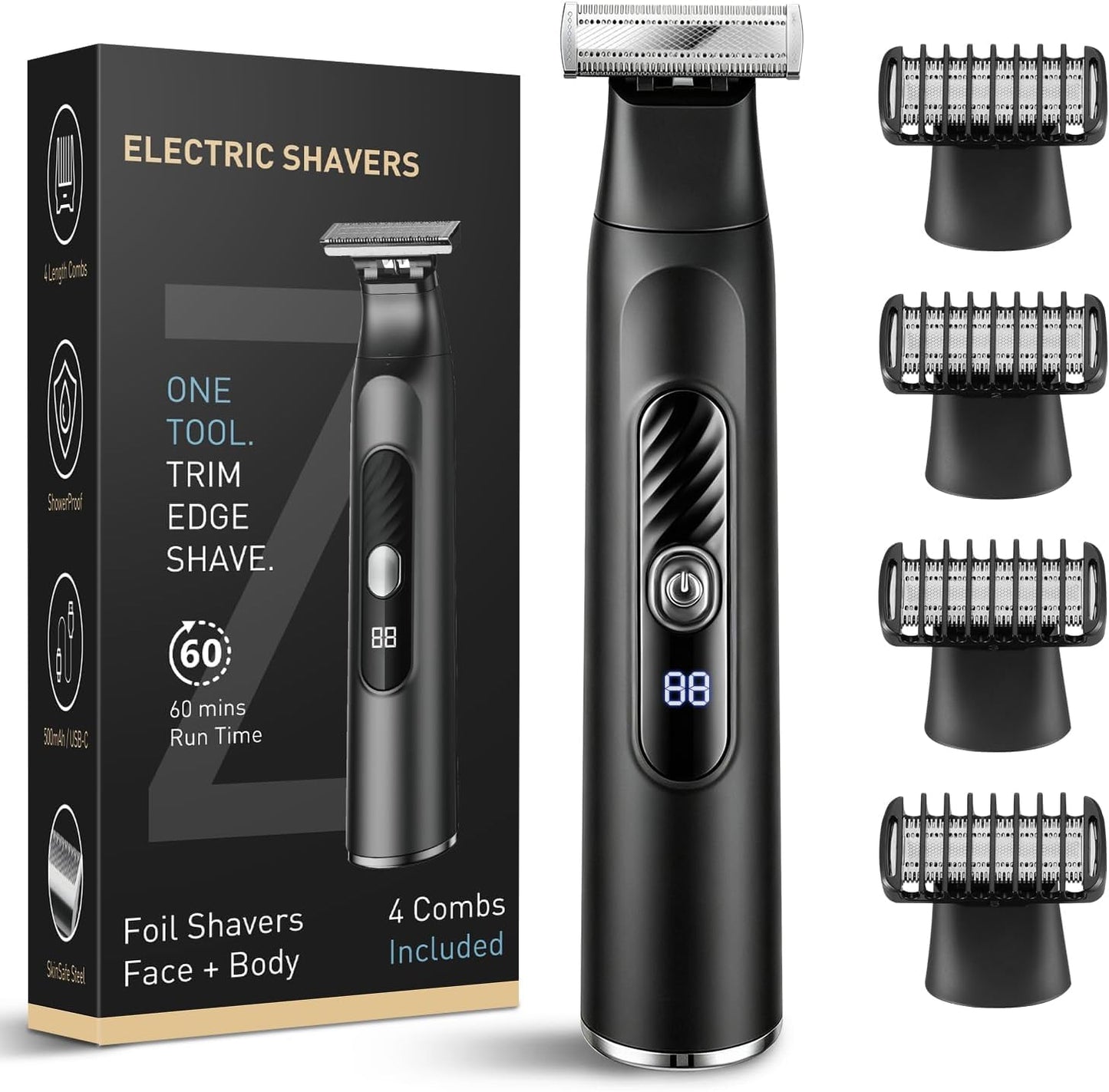 RAXMETRY Beard Trimmer for Men, All-in-One Tool Electric Shaver for Men with Perforated Dual-Sided Blades,Painless Trimmer for Man,IPX7 Waterproof Beauty and Personal Care RAXMETRY