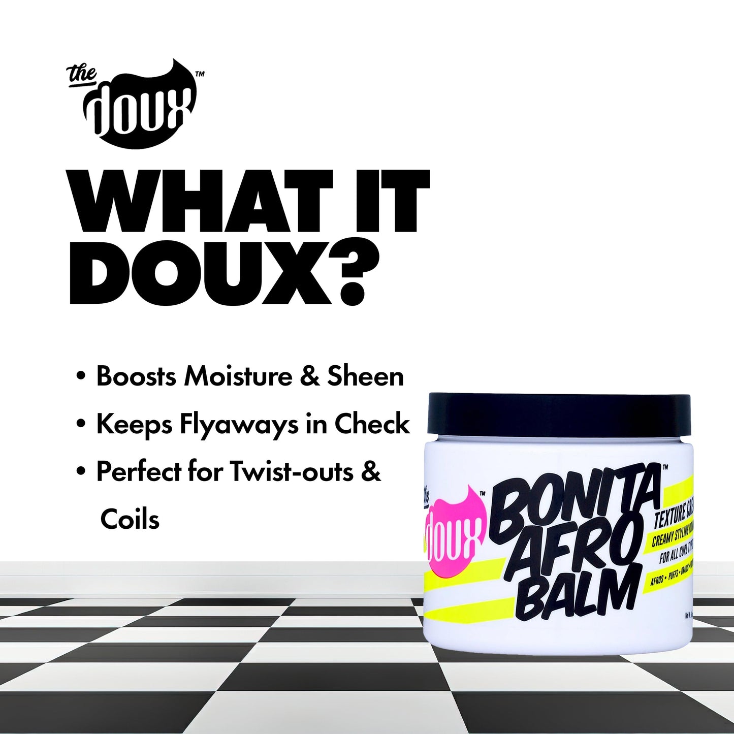 The Doux BONITA AFRO BALM - Texture Styling Cream - Pomade for Women and Men - Add Shine, Softness, and Moisture to Your Curls - Flyaway Hair Tamer Beauty & Personal Care The Doux