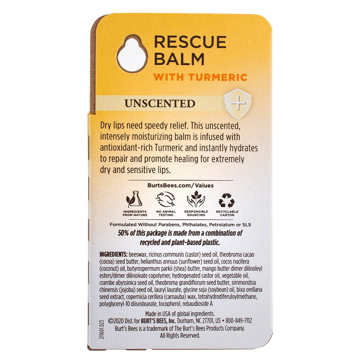 Burts Bees Lip Balm Rescue Unscented .15 Ounce - 10792850911038 Beauty & Personal Care Burt's Bees