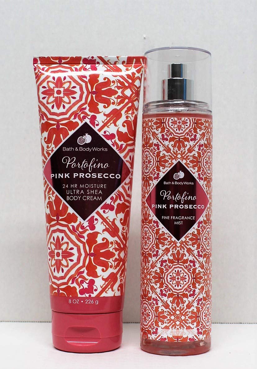 Bath and Body Works - Portofino Pink Prosecco - Fine Fragrance Mist and Ultra Shea Body Cream - Full Size 2019