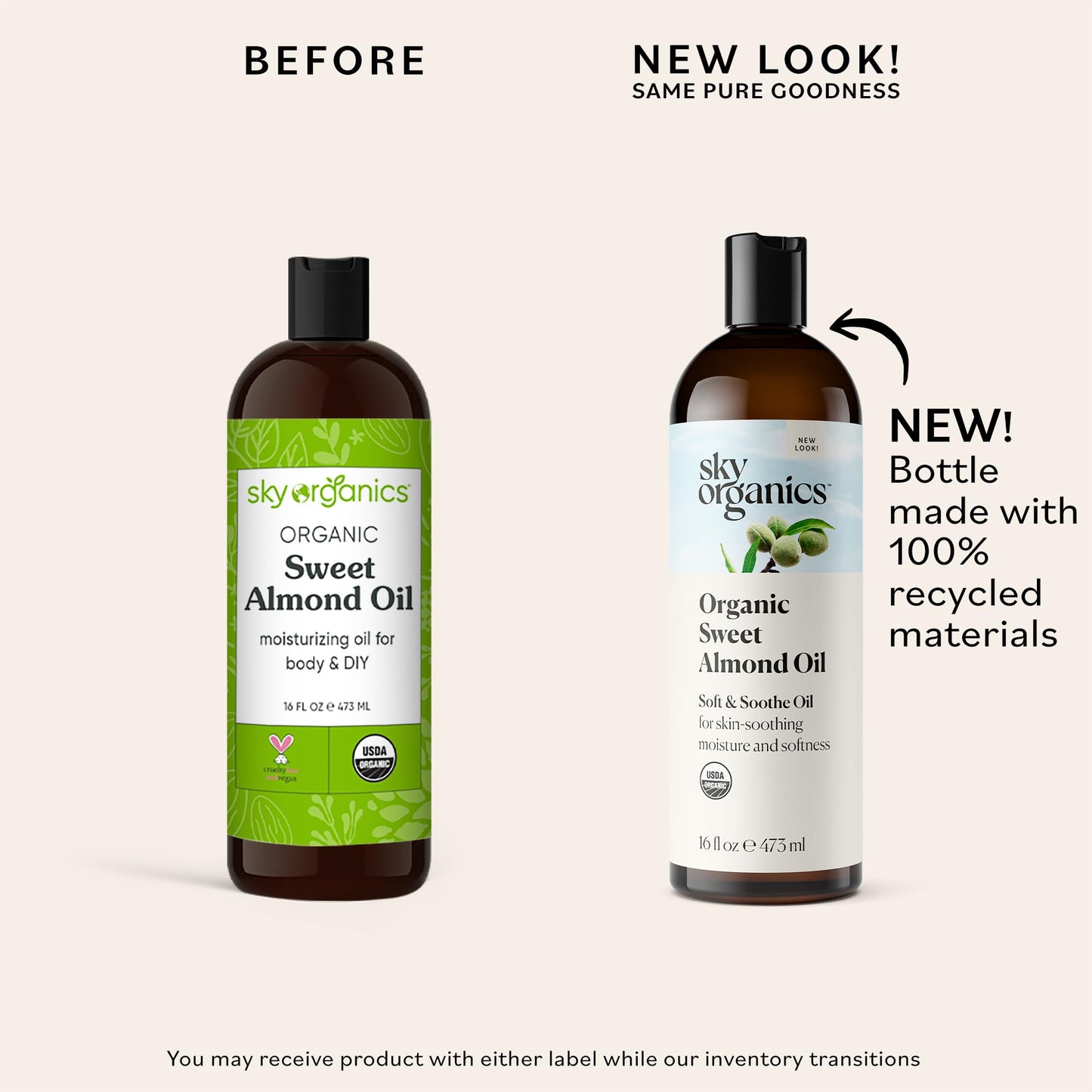 Sky Organics - Organic Sweet Almond Oil, 16 fl oz - Soft & Soothe Oil - Skin Moisturizer - Silky, Lightweight Texture - 100% Pure - Non-Greasy Beauty & Personal Care Sky Organics