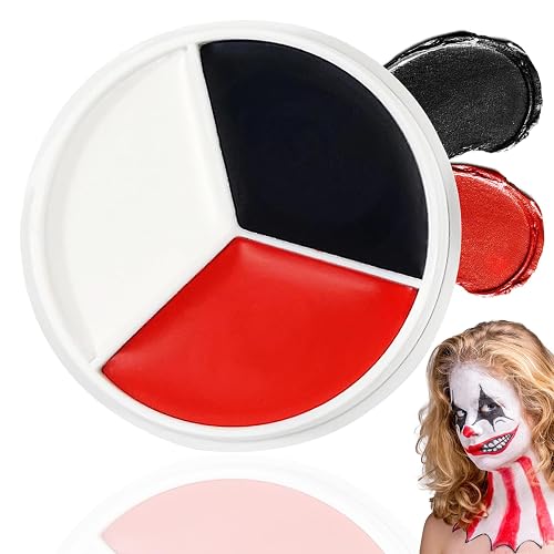 Black White Red Face Body Paint Foundation Cream Makeup,Halloween Cream Clown Face Body Paint Makeup Kit for Goth Zombie Vampire Skeleton Cosplay Beauty & Personal Care XMXueMei