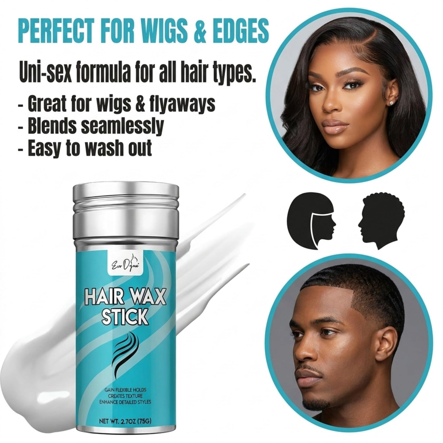 Evo Dyne Hair Wax Stick (2.7 oz) - Wax Stick for Hair Wigs, Create Texture & Gain Flexible Holds with Uni-Sex Formula - Enhanced Detailed Styles Hair Beauty & Personal Care Evo Dyne