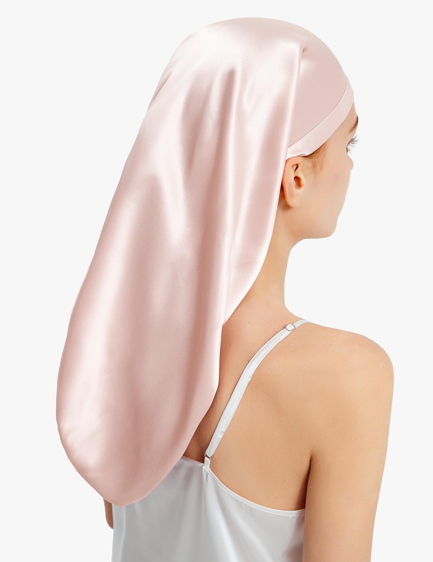 LilySilk 100% Silk Bonnet Mulberry 19 Momme Silk Sleep Cap Long for Curly Hair Night Cap for Sleeping, Silk Hair Wrap for Women Light Beige Beauty and Personal Care LilySilk