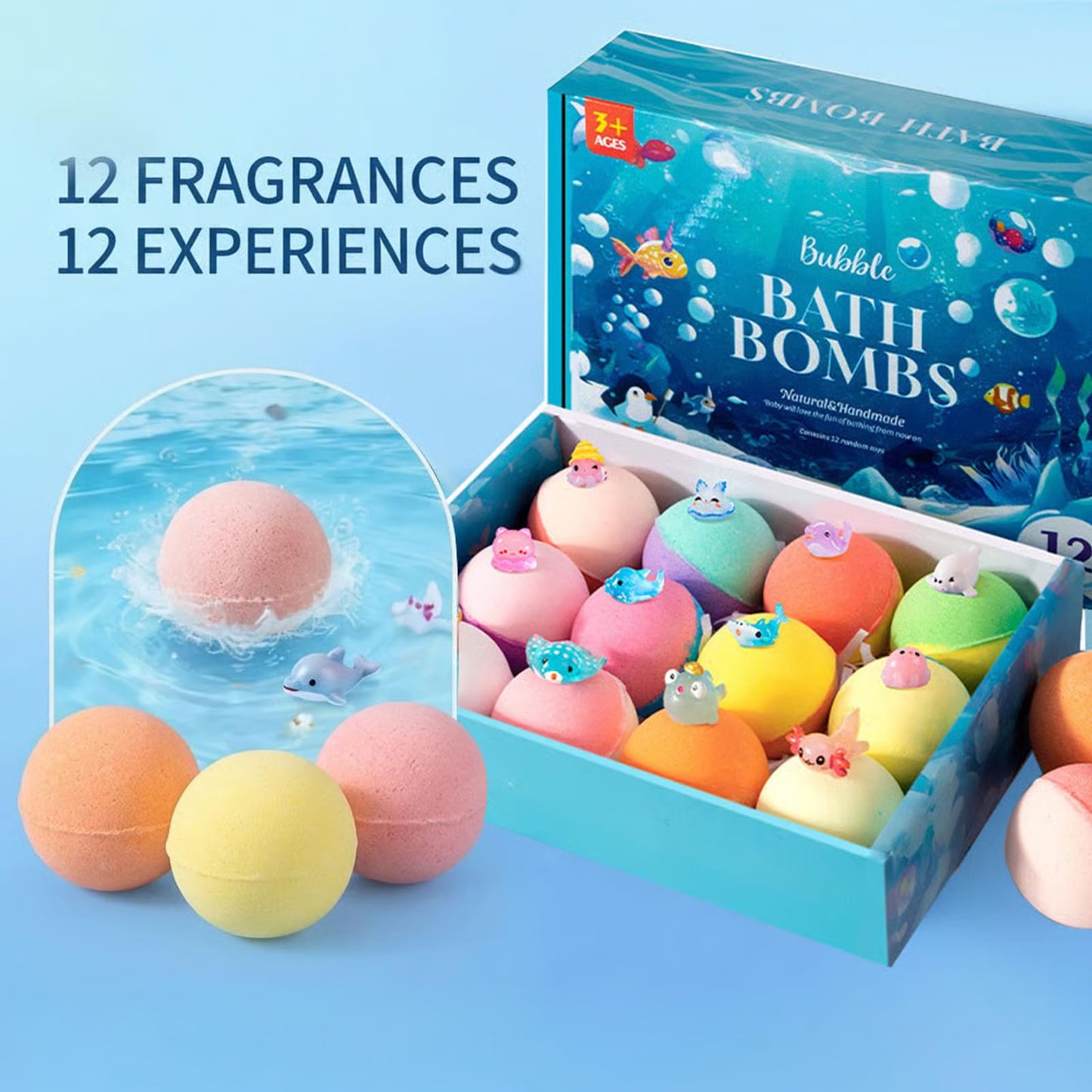24-Pack Kids Bath Bombs with Surprise Toys, Bath Bombs with Toys Inside, Colorful Fizzy Bath Set for Children, Gift Boxed, Natural Sea Salt Color Beauty and Personal Care FAFVI