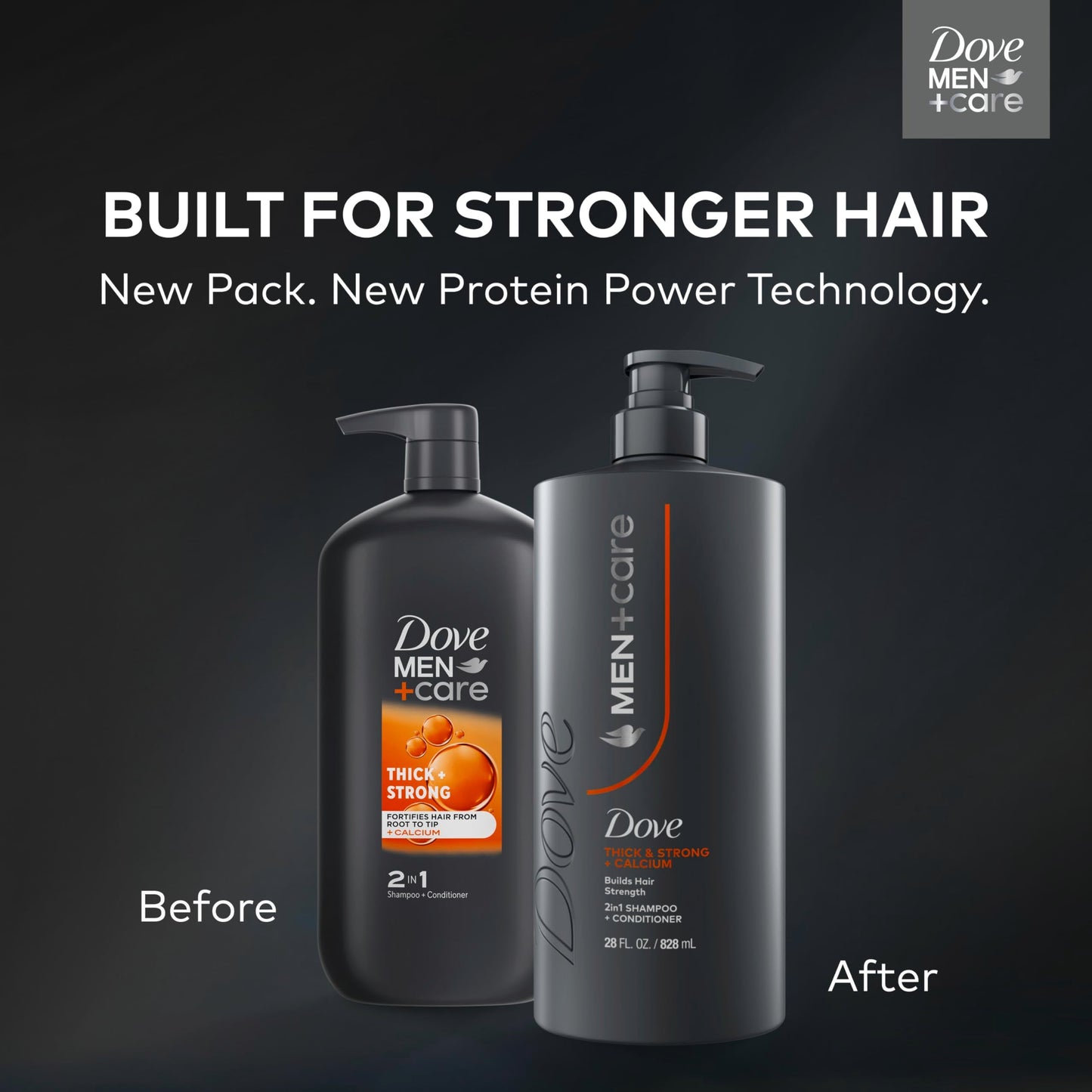 DOVE MEN + CARE Shampoo 1 count Thick & Strong, Builds Hair Strength, with Calcium 28 Fl oz Beauty and Personal Care DOVE MEN + CARE