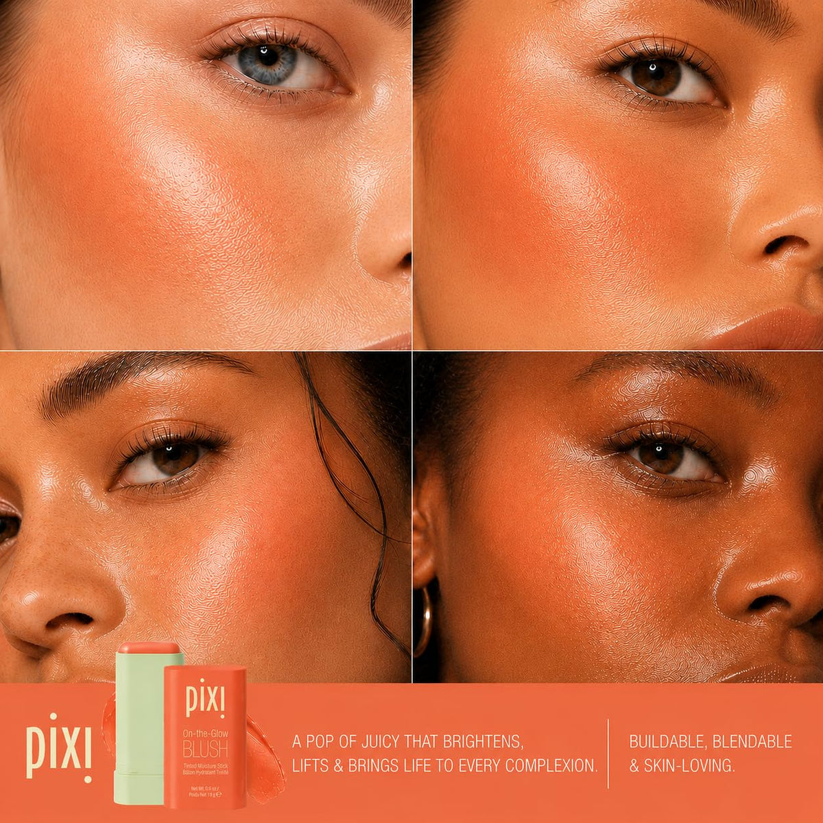 Pixi ON-THE-GLOW Cream Blush Stick for Cheeks, Juicy