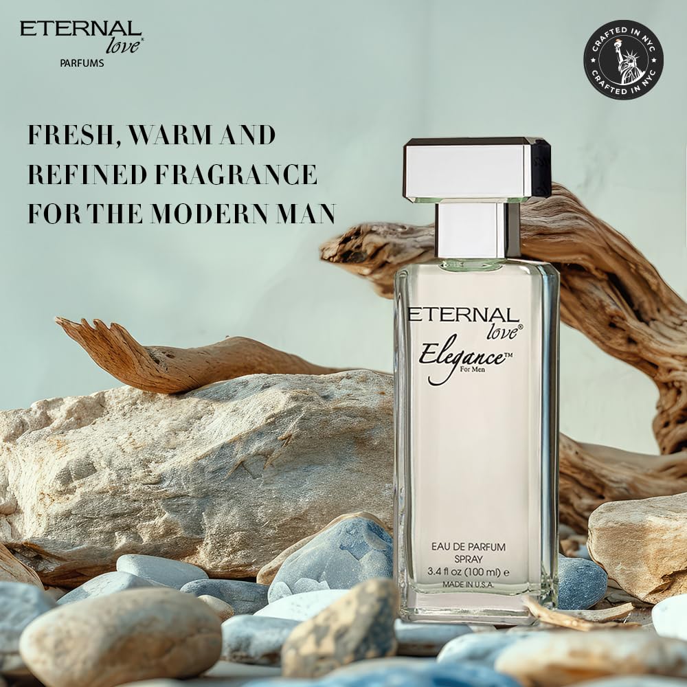 Eternal Love Elegance for Men - Long Lasting Eau de Parfum Spray - Clean Masculine Floral Aquatic Fragrance with Jasmine & Musk - Summer Scent - 3.4oz Beauty & Personal Care Eternal Love