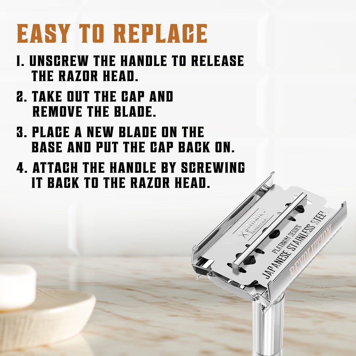SHAVING REVOLUTION Double Edge Razor Blades - Men's Safety for Shaving Platinum Japanese Stainless Steel a Smooth, Precise and Clean Shave - 50 Count Beauty and Personal Care SHAVING REVOLUTION