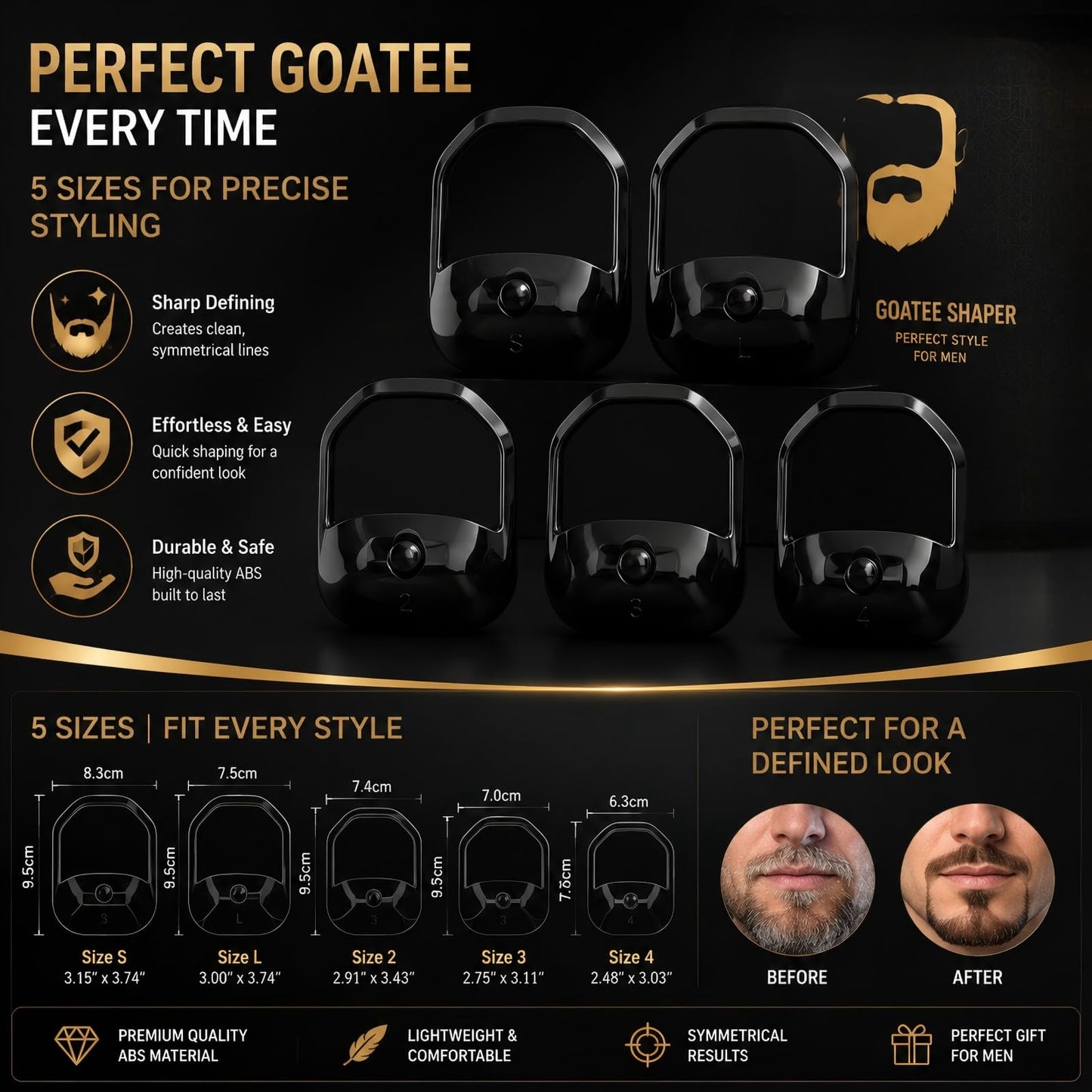 HORWIA 5Pcs Beard Shaper,Goatee Beard Styling Stencils Different Size,Beard Lineup Tool,Precision Goatee Template for Clean Sleek Stylish BeardLines Beauty and Personal Care horwia