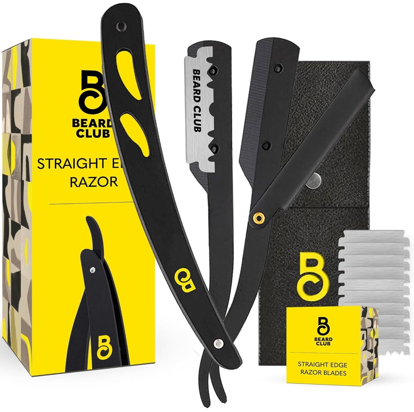 The Beard Club Straight Razor for Men - Navajas Para Barbero - Barber Straight Edge Razor Kit - Premium Single Derby Blade Cutthroat With 10 Beauty and Personal Care The Beard Club