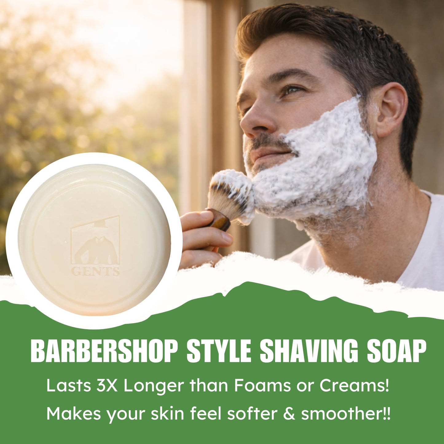 GENTS Men's Shaving Soap 97% All Natural Enriched With Shea Butter and Glycerin, Creates Rich Lather Form (3 PACK BERGAMOT) Beauty and Personal Care G.B.S