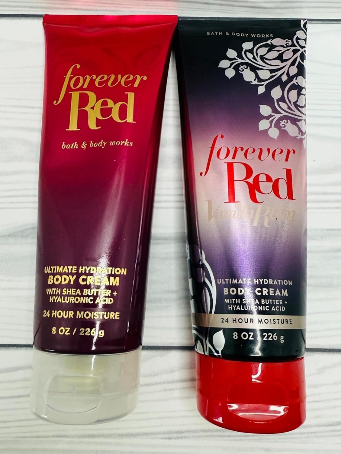 Bath & Body Works Forever Red Vanilla Rum + Forever Red Body Cream Set of 2