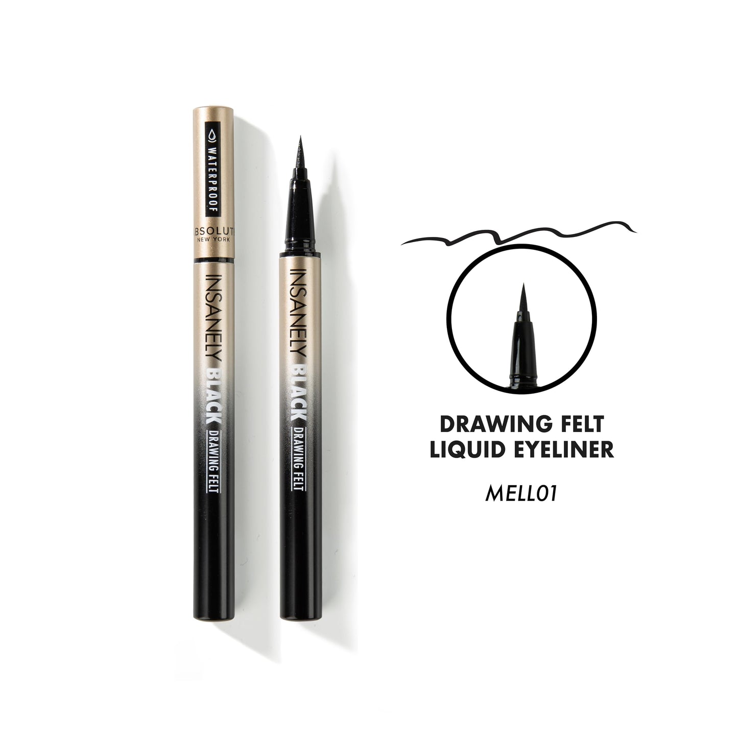 Absolute New York Insanely Black Micro Angled Liquid Eyeliner, Thin Pointed End, Creates Thin Lines Closer to Lash Line Beauty & Personal Care Absolute New York