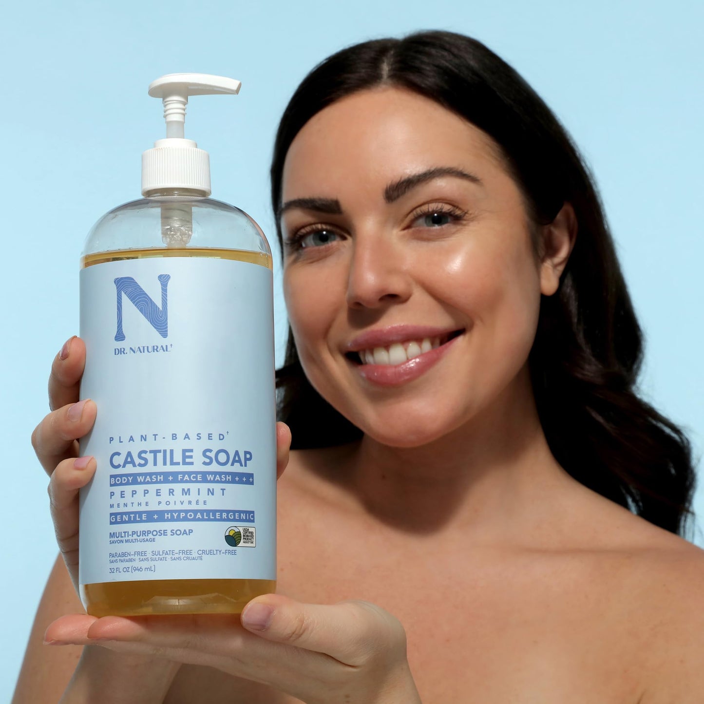 Castile Liquid Soap - Peppermint by Dr. Natural for Unisex - 32 oz Soap - Pack of 2 Beauty & Personal Care Dr. Natural